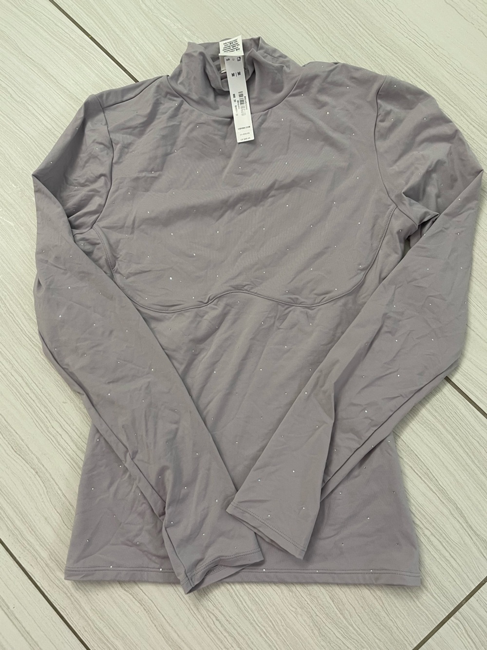 NWT VS Women’s Long-Sleeve Mock Neck Top in Light Lavender with Sparkle